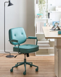 Beliani Desk Chair Paramus Faux Leather Turquoise - thumbnail 2