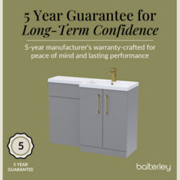 Balterley Right-Hand Bathroom Vanity And Wc Unit Combination With Basin - 1100mm - Satin Grey With Brushed Brass Handles - thumbnail 6