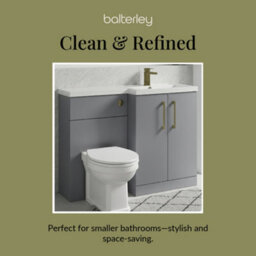 Balterley Right-Hand Bathroom Vanity And Wc Unit Combination With Basin - 1100mm - Satin Grey With Brushed Brass Handles - thumbnail 7