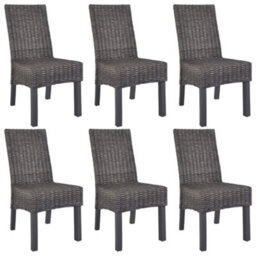 Berkfield Dining Chairs 6 Pcs Brown Kubu Rattan And Mango Wood