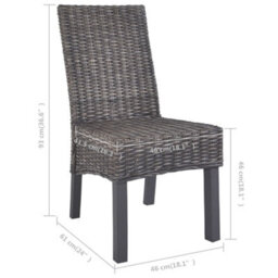 Berkfield Dining Chairs 6 Pcs Brown Kubu Rattan And Mango Wood - thumbnail 8