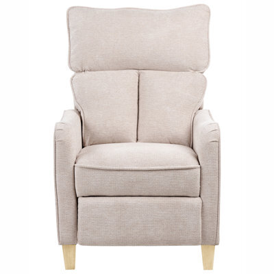 Wyld And Coco Reclining Armchair High Back In Light Beige Fabric With Pull-Out Footstool, Manual Recline, Vintage Style - image 1