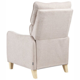Wyld And Coco Reclining Armchair High Back In Light Beige Fabric With Pull-Out Footstool, Manual Recline, Vintage Style - thumbnail 6