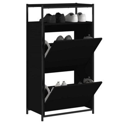 Berkfield Shoe Cabinet Black 60X34X112 Cm Engineered Wood - image 1