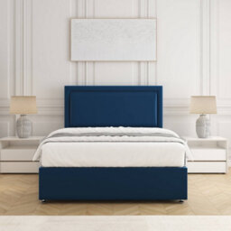 Bsspoke Ella Divan Bed Set In Blue Plush Velvet 24Inch Headboard & 2 Drawers Same Side No Mattress In 3Ft 4Ft 4Ft6 5Ft 6Ft - thumbnail 3