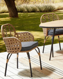 Beliani Set Of 2 Garden Chairs With Cushions Pratello Pe Rattan Natural - thumbnail 2