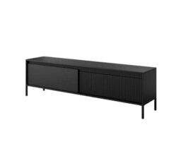 Arte Senne Modern Large Tv Cabinet (H)530mm (W)1870mm (D)400mm - Black Matt With Trendy Fluted Fronts - thumbnail 1