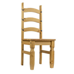 Mercers Furniture Corona Dining Chairs X2 Pair Slat Ladder Back Solid Wood Pine Wooden Chairs With Mexican Styling - thumbnail 2