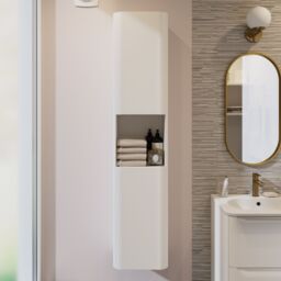 GoodHome Nevado Tall Matt White Bathroom Double Column Cabinet (H)160Cm (W)35Cm - thumbnail 5
