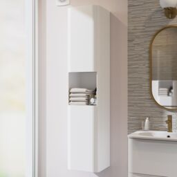 GoodHome Nevado Tall Matt White Bathroom Double Column Cabinet (H)160Cm (W)35Cm - thumbnail 4
