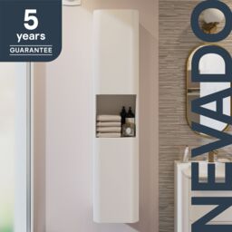GoodHome Nevado Tall Matt White Bathroom Double Column Cabinet (H)160Cm (W)35Cm - thumbnail 9