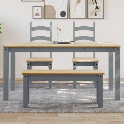 Berkfield Dining Table Panama Grey 160X80X75 Cm Solid Wood Pine - image 1