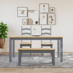 Berkfield Dining Table Panama Grey 160X80X75 Cm Solid Wood Pine - thumbnail 3