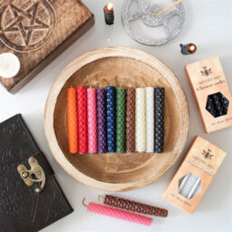 Set Of 6 Brown Beeswax Spell Candles For Stability & Family - thumbnail 6
