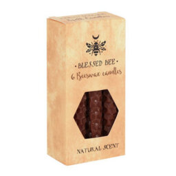 Set Of 6 Brown Beeswax Spell Candles For Stability & Family