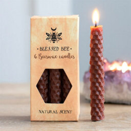 Set Of 6 Brown Beeswax Spell Candles For Stability & Family - thumbnail 5