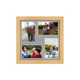 AK Frames 12X12 Light Oak Classic Multi Photo Frame With Silver Mount - Holds 4 Apertures (4X) 6X4 Photos