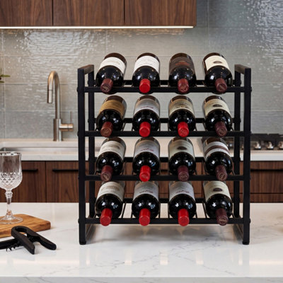Levede 16 Bottle Wine Rack Countertop Wine Storage Organiser 4 Tier Metal - image 1