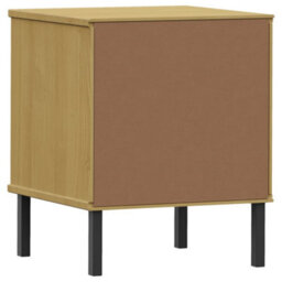 Berkfield Bedside Cabinet With Metal Legs Brown Solid Wood Pine Oslo - thumbnail 7