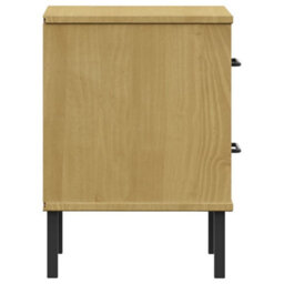 Berkfield Bedside Cabinet With Metal Legs Brown Solid Wood Pine Oslo - thumbnail 6