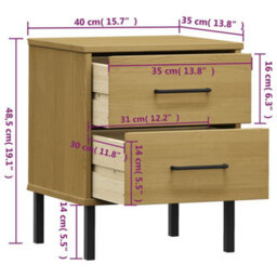 Berkfield Bedside Cabinet With Metal Legs Brown Solid Wood Pine Oslo - thumbnail 8
