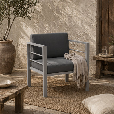 Wyld Haus Movitte Charcoal Grey Single Outdoor Garden Sofa With Cushions, Rust-Resistant Aluminium Frame - image 1