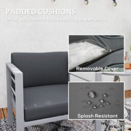 Wyld Haus Movitte Charcoal Grey Single Outdoor Garden Sofa With Cushions, Rust-Resistant Aluminium Frame - thumbnail 4