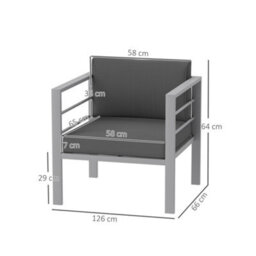 Wyld Haus Movitte Charcoal Grey Single Outdoor Garden Sofa With Cushions, Rust-Resistant Aluminium Frame - thumbnail 3