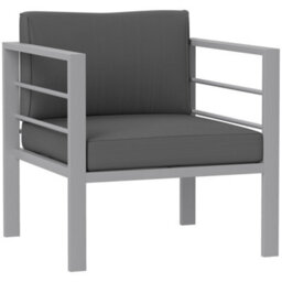 Wyld Haus Movitte Charcoal Grey Single Outdoor Garden Sofa With Cushions, Rust-Resistant Aluminium Frame - thumbnail 2
