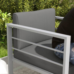 Wyld Haus Movitte Charcoal Grey Single Outdoor Garden Sofa With Cushions, Rust-Resistant Aluminium Frame - thumbnail 8