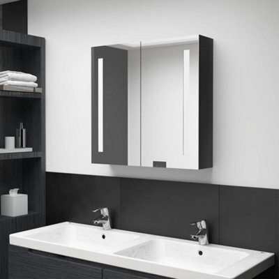 Berkfield Led Bathroom Mirror Cabinet Shining Black 62X14X60 Cm - image 1