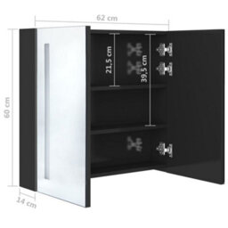 Berkfield Led Bathroom Mirror Cabinet Shining Black 62X14X60 Cm - thumbnail 8