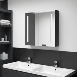 Berkfield Led Bathroom Mirror Cabinet Shining Black 62X14X60 Cm - thumbnail 1