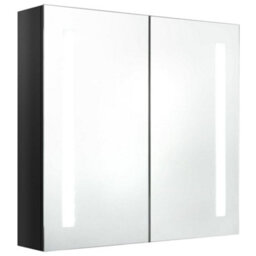 Berkfield Led Bathroom Mirror Cabinet Shining Black 62X14X60 Cm - thumbnail 2