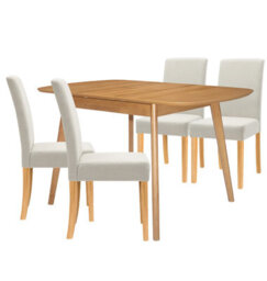 Hallowood Furniture Aston Butterfly Extending Table With 4 Straight Back Beige Fabric Chairs - thumbnail 8