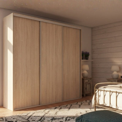 Grande 277 Sliding Door Wardrobe Without A Mirror Modern Storage Sonoma Oak - image 1