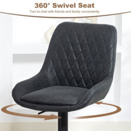 Black Adjustable Bar Stools Set Of 2 Swivel Bar Chairs With Back Footrest - thumbnail 3