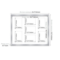 20X16 Inch 7 Opening Photo Collage Frame, Display Seven 6X4 Inch Photos, Multi Aperture Family Picture Frame, Silver - thumbnail 4