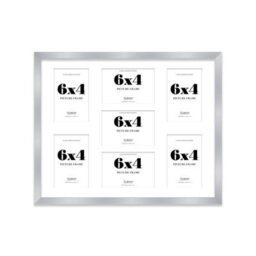20X16 Inch 7 Opening Photo Collage Frame, Display Seven 6X4 Inch Photos, Multi Aperture Family Picture Frame, Silver - thumbnail 2