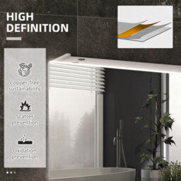 Kleankin Wall Mounted Bathroom Storage Cupboard With Mirror, Led Light, Usb - thumbnail 8