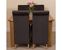 That's Furniture Hampton 120Cm - 160Cm Oak Extending Dining Table And 4 Chairs Dining Set With Montana Black Fabric Chairs - thumbnail 2