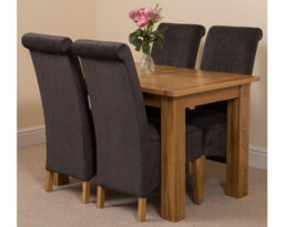 That's Furniture Hampton 120Cm - 160Cm Oak Extending Dining Table And 4 Chairs Dining Set With Montana Black Fabric Chairs - thumbnail 1