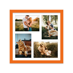 12X12 Inch 4 Opening Photo Collage Frame, Display Four 6X4 Inch Photos, Multi Aperture Family Picture Frame, Orange - thumbnail 1