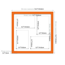 12X12 Inch 4 Opening Photo Collage Frame, Display Four 6X4 Inch Photos, Multi Aperture Family Picture Frame, Orange - thumbnail 4