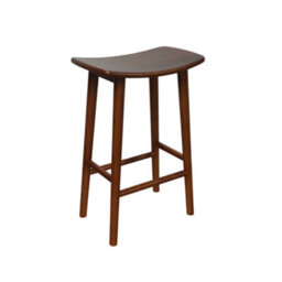 Sweeek - Set Of 2 Vintage Bar Stools, Rubberwood Walnut 46.5X31X66 Cm - Louna - thumbnail 3