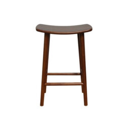 Sweeek - Set Of 2 Vintage Bar Stools, Rubberwood Walnut 46.5X31X66 Cm - Louna - thumbnail 4