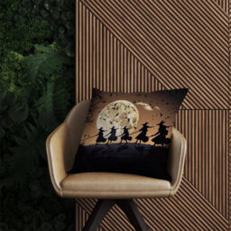 Warren Reed Designer A Group Of Witches Riding Broomsticks Outdoor Cushion 45Cm X 45Cm - thumbnail 2