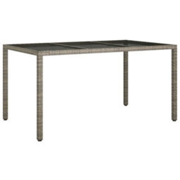 Berkfield Garden Table 150X90X75 Cm Tempered Glass And Poly Rattan Grey - thumbnail 2