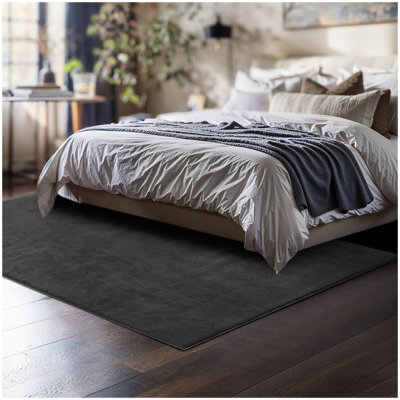 Tectake Rug Zonelle Short Pile And Ultra-Soft Carpet In Rectangular Or Round Design 120 X 170 Cm - Anthracite - image 1