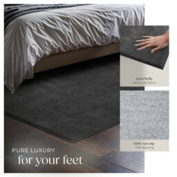 Tectake Rug Zonelle Short Pile And Ultra-Soft Carpet In Rectangular Or Round Design 120 X 170 Cm - Anthracite - thumbnail 4